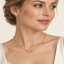 Real Gold Paperclip Link Toggle Clasp Necklace 2433 (45 C.M) N1569