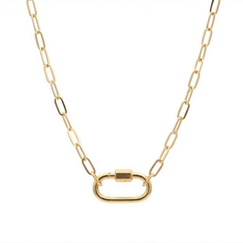 Real Gold Paperclip Link Toggle Clasp Necklace 2433 (40 C.M) N1570