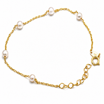 Real Gold 5 Pearl 3MM Bracelet 2487 (19 C.M) BR1851