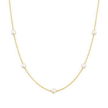 Real Gold 5 Pearl Adjustable Size Necklace (45 cm) 2487 N1516