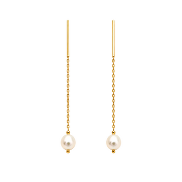 Real Gold Pearl Hanging Earrings Set - Model 2492 E1956