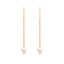 Real Gold Pearl Hanging Earrings Set - Model 2492 E1956