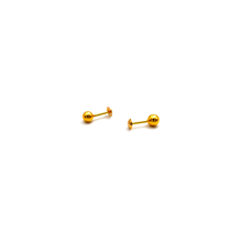 Real Gold 2.75 MM Round Studs with Long Screw Tops Ideal for Ear and Nose Piercings E1878