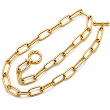 Real Gold Round Lily T-bar Bigger Paper Clip Necklace (40 C.M) 2531 N1554