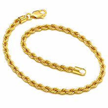 Real Gold Solid Thick Rope Chain Men Bracelet 4 MM 2603 (21 C.M) BR1883