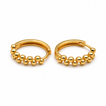 Real Gold Bubble Round Hoop Earrings Set 2632 E1997