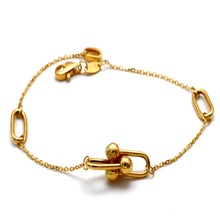 Real Gold Paperclip Ball Bar Station Bracelet (19 C.M) 2648 BR1947