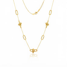 Real Gold Paperclip Ball Bar Station Necklace (45 C.M) 2648 N1576