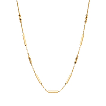 Real Gold Square Roller With 5 Beads Balls chain Necklace (45 C.M) 2663 N1546