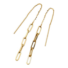 Real Gold Paper Clip Hanging Earring Link Thickness 3 MM 2695 E1827
