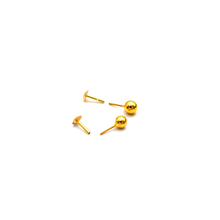 Real Gold 4 MM Round Studs with Long Screw Tops Ideal for Ear and Nose Piercings E1876