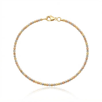 Real Gold Tri-Color Texture Bead Bracelet (19 C.M) 2855/5 BR1945