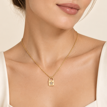 Real Gold 3D Star Stone Padlock Necklace 2878 (45 C.M) N1573