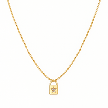 Real Gold 3D Star Stone Padlock Necklace 2878 (45 C.M) N1573