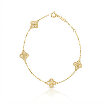 Real Gold Geometric Filigree Flower Bracelet 2904(19 C.M) BR1937