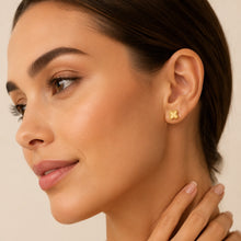 Real Gold Mirror Stud Earring Set 2988 E1927