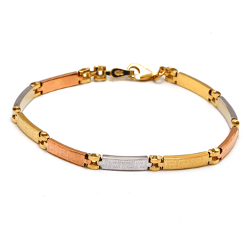 Real Gold 3-Color Maze Hoop Bracelet with Belt Chain Design (19 C.M) - Model 1273 BR1683