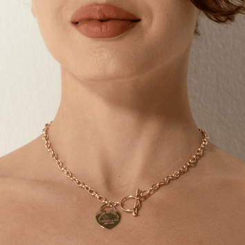 Real Gold GZTF Heart Dangler Link Chain Necklace 0046-1KL (45 C.M) N1387