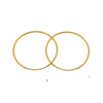 Real Gold Round Plain Loop Earrings Set (3.1 cm) - Model 0001/25/10M E1937