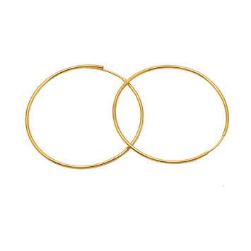Real Gold Round Plain Loop Earrings Set (3.6 cm) - Model 0001/30/10M E1936