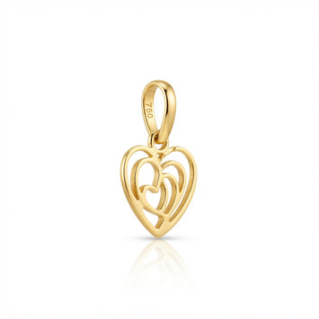 Real Gold Openwork Triple Heart Small Pendant 3001 P 2058