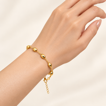 Real Gold Faceted Oval Glittering Beads Bracelet 3040 (17+2 =19cm) BR1932