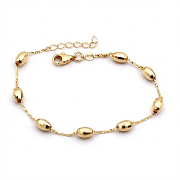 Real Gold Faceted Oval Glittering Beads Bracelet 3040 (17+2 =19cm) BR1932