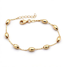 Real Gold Faceted Oval Glittering Beads Bracelet 3040 (17+2 =19cm) BR1932