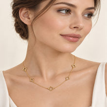 Real Gold Five Flower Station Necklace 3053 (43+2 =45 C.M) N1571