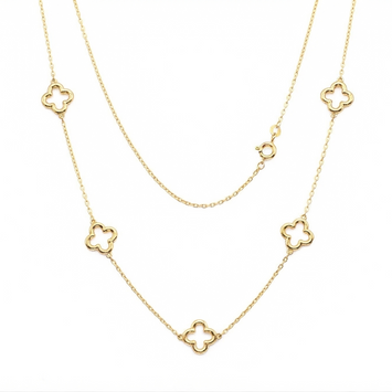 Real Gold Five Flower Station Necklace 3053 (43+2 =45 C.M) N1571