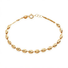 Real Gold Diamond Cut Oval Textured Beads Bracelet 3064 (17+2 =19cm) BR1933