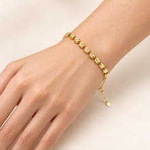 Real Gold Diamond Cut Oval Textured Beads Bracelet 3064 (17+2 =19cm) BR1933