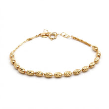 Real Gold Diamond Cut Oval Textured Beads Bracelet 3064 (17+2 =19cm) BR1933