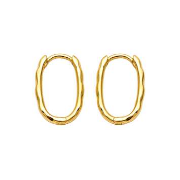 Real Gold Medium Size Oval Texture Earrings Set 3104 E1972