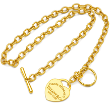 Real Gold GZTF Heart Dangler Link Chain Necklace 0046-1KL (45 C.M) N1387