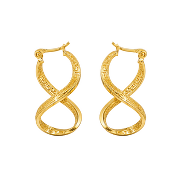 Real Gold Twisted Maze Hoop Earring Set 3324/1/E E1785