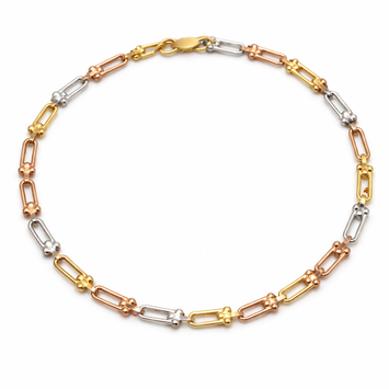 Real Gold GZTF 3 Color Hardware Solid Chain Bracelet TC-4566 (17 C.M) BR1642