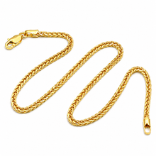Real Gold Square Wheat 2 MM Anklet 3421 (25 C.M) A1329