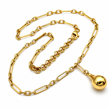 Real Gold Link Paper Clip Teardrop Adjustable Size Necklace 40 + 5 = 45 C.M 3633 N1561