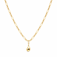 Real Gold Link Paper Clip Teardrop Adjustable Size Necklace 40 + 5 = 45 C.M 3633 N1561