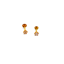 Real Gold 4 MM Stone Studs with Long Screw Tops Perfect for Ear and Nose Piercings E1881