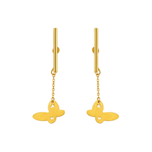 Real Gold Hanging Butterfly Stud Earring Set 3897 E1401