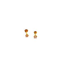 Real Gold 3 MM Stone Studs with Long Screw Tops Perfect for Ear and Nose Piercings E1882