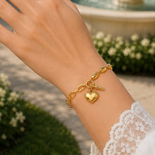 Real Gold 3D Dangler Heart Key Charms Paper Clip Link Adjustable Size Bracelet (16+3 = 19 C.M) 3968 BR1899