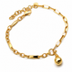 Real Gold Paper Clip Round Texture Link Plate Dangler Tear Drop Adjustable Size Bracelet 19 C.M 4078 BR1920