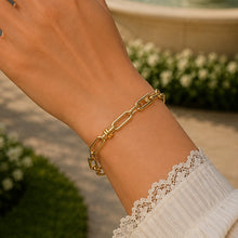 Real Gold Paper Clip with Link Locks Cable Bracelet (17 C.M) 4183 BR1903