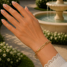 Real Gold Paper Clip with Link Locks Cable Bracelet (17 C.M) 4183 BR1903