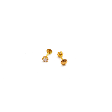 Real Gold 4 MM Stone Studs with Long Screw Tops Perfect for Ear and Nose Piercings E1881