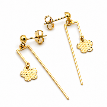 Real Gold Butterfly Dangler Sleeve Stud Earring Set 2105-11 E1707