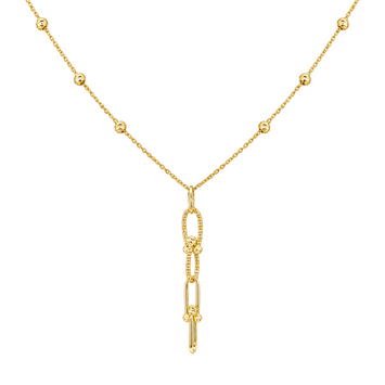 Real Gold GZTF Dangler Texture Drop with Beads Rosary Necklace (40 C.M) 8137 N1556